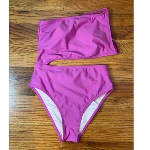 Cupshe Womens Orchid Purple One Shoulder Cutout One Piece Swimsuit XS Pink New